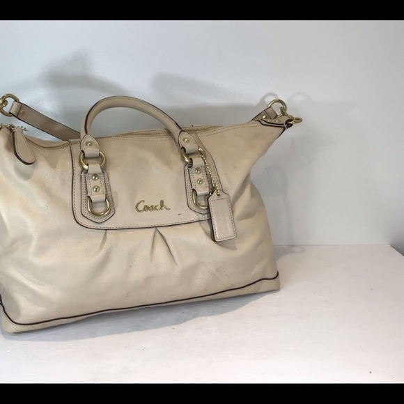 COACH ASHLEY IVORY LEATHER SATCHEL HANDBAG - Picture 11 of 16